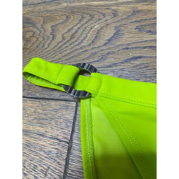 Topshop Triangle Top and Ring High Leg Bikini Set Neon Green Women's Size 8 US - Picture 8 of 12